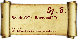 Szedmák Barnabás névjegykártya